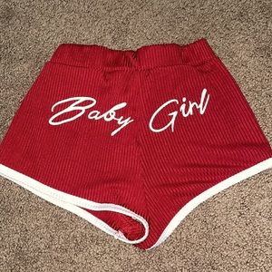 Maroon “Baby Girl” shorts